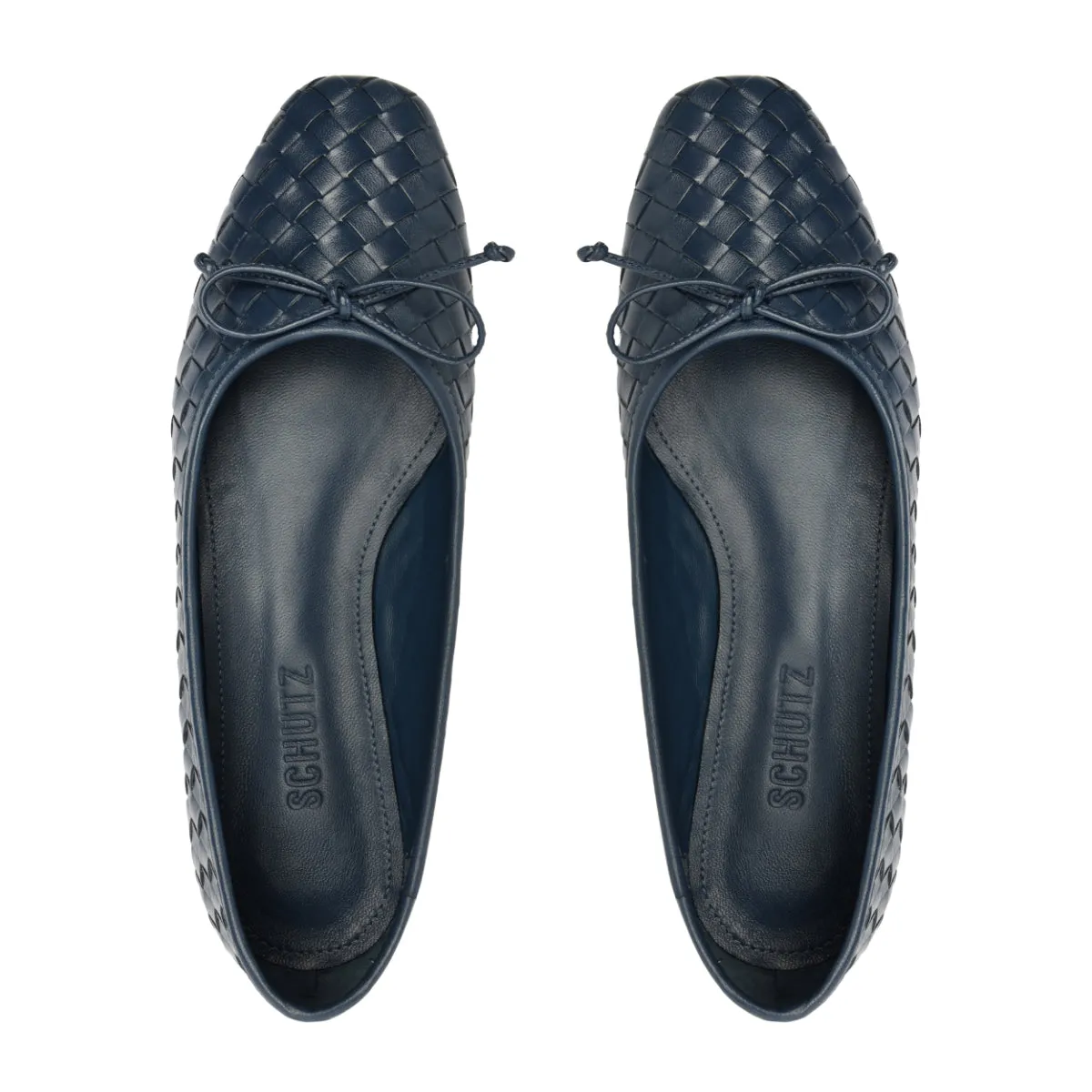 Arissa Woven Atanado Leather Flat in Blue