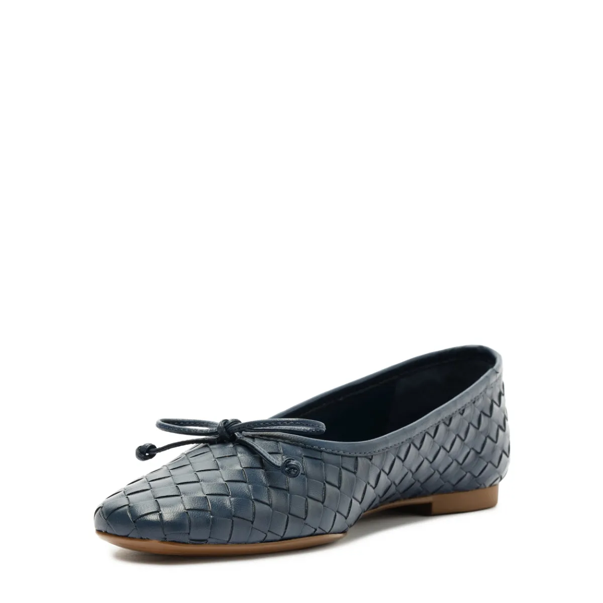 Arissa Woven Atanado Leather Flat in Blue