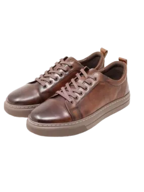 Barabas Brown Men's Lace-Up Casual Sneakers Genuine Leather