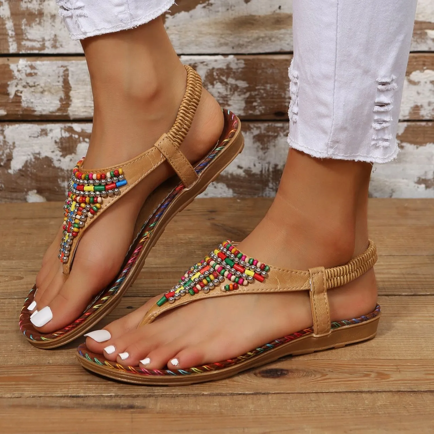 Beaded  Open Toe Sandals