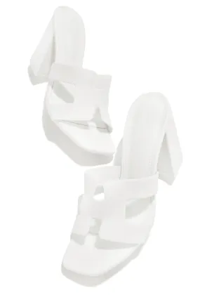 Bianka Block Mid Heels - White