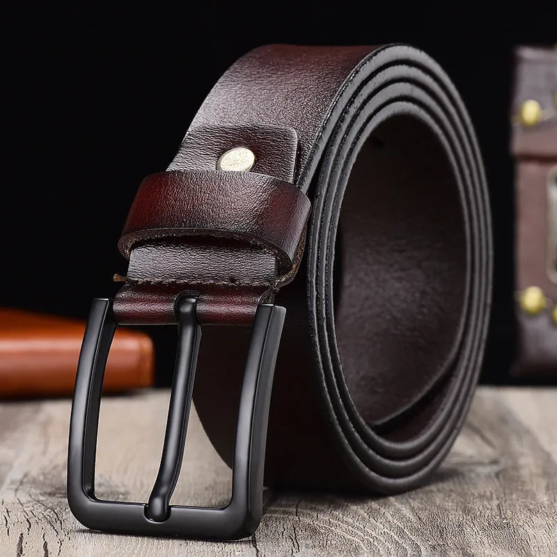 Black buckled leather belt