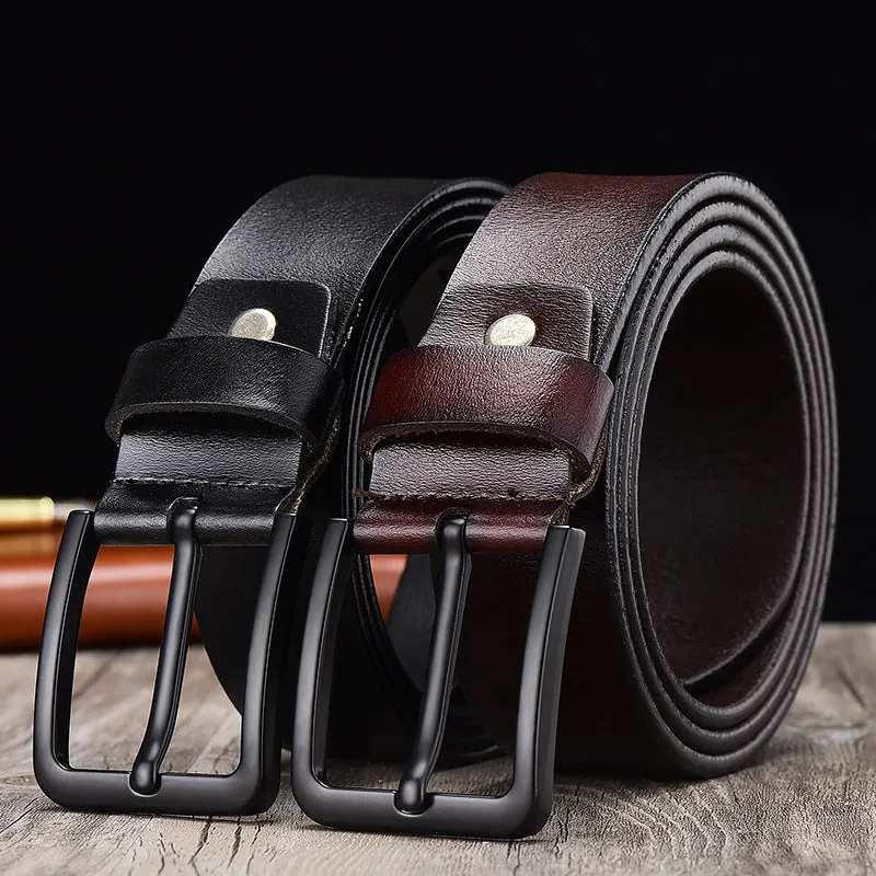 Black buckled leather belt