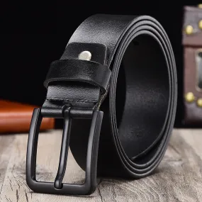 Black buckled leather belt