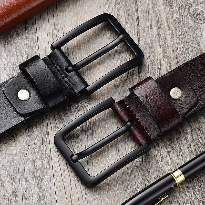 Black buckled leather belt