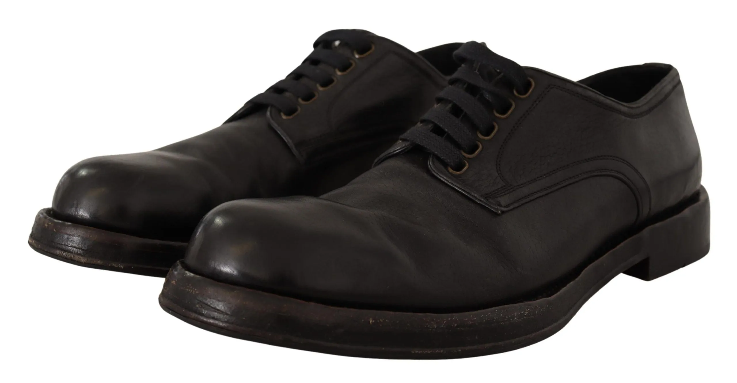 Dolce & Gabbana Black Leather Formal Lace Up Shoes