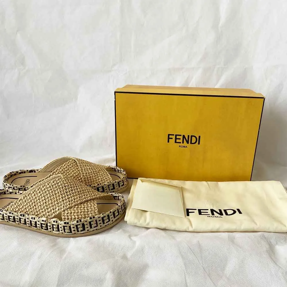 Fendi Reflections woven slides, 37