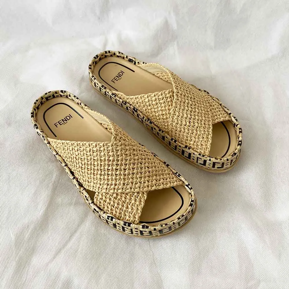 Fendi Reflections woven slides, 37