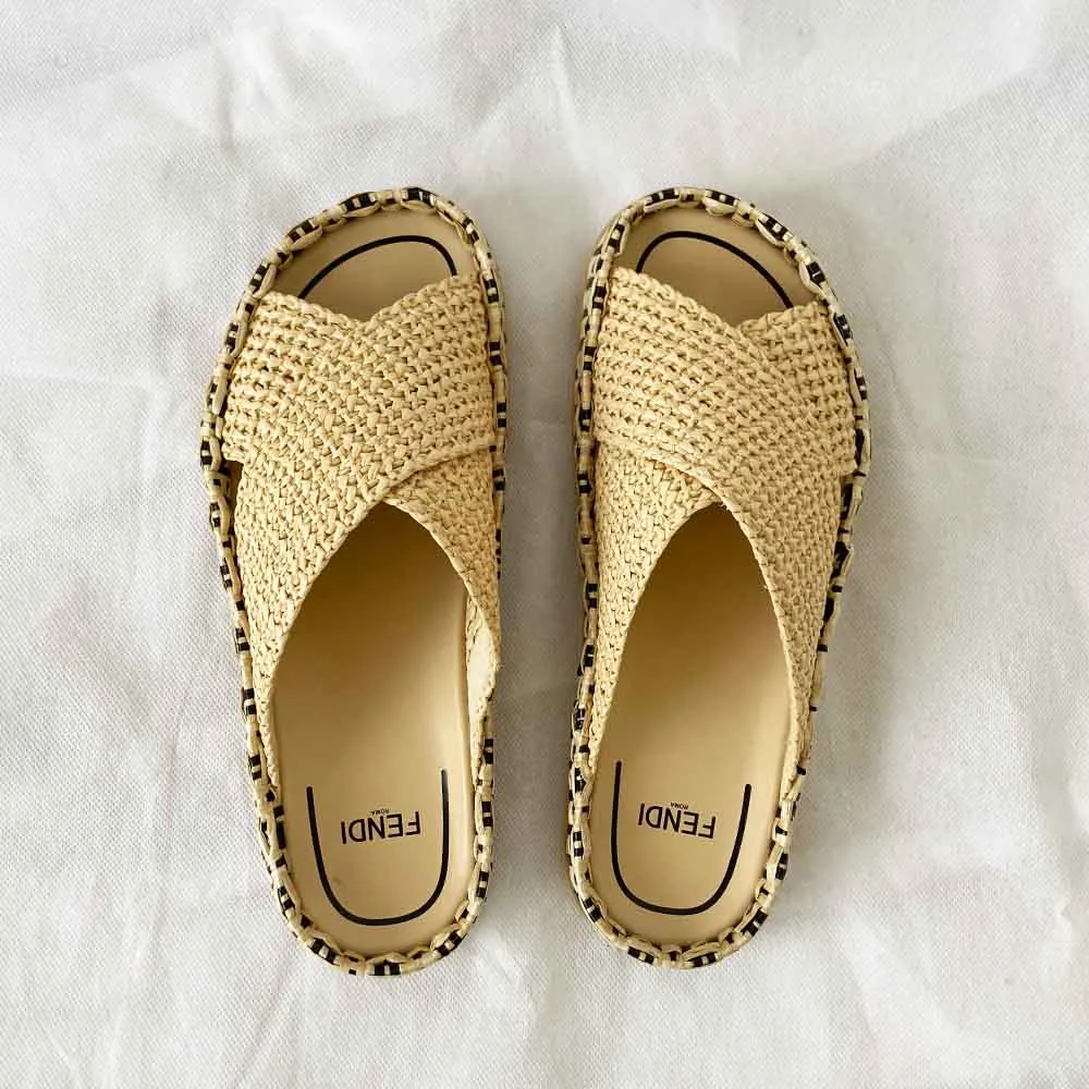 Fendi Reflections woven slides, 37