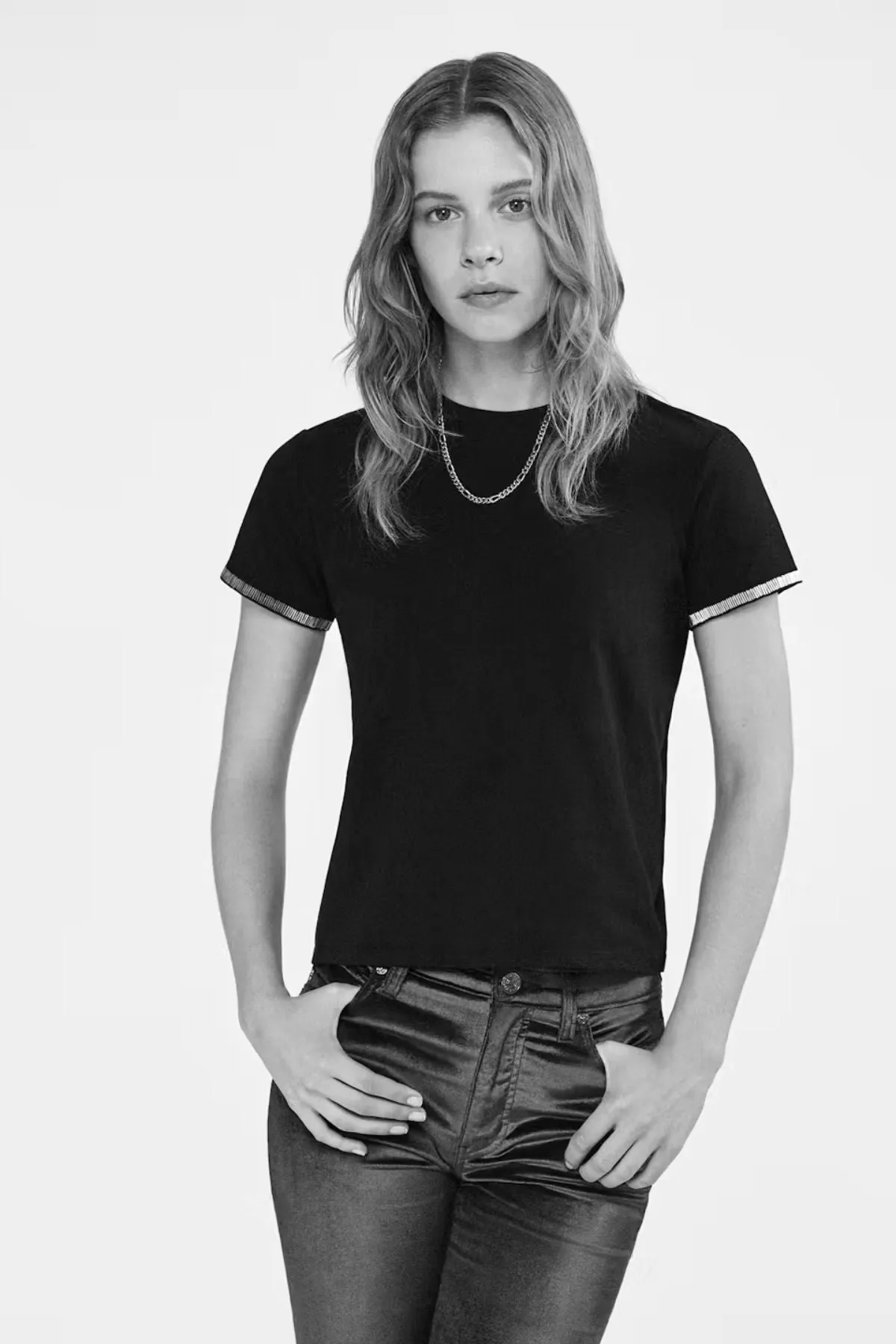 Frame Denim Beaded T-Shirt - Black