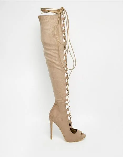 GLADIATOR PUMP LACE-UP OVER-THE-KNEE BOOT