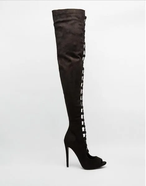 GLADIATOR PUMP LACE-UP OVER-THE-KNEE BOOT