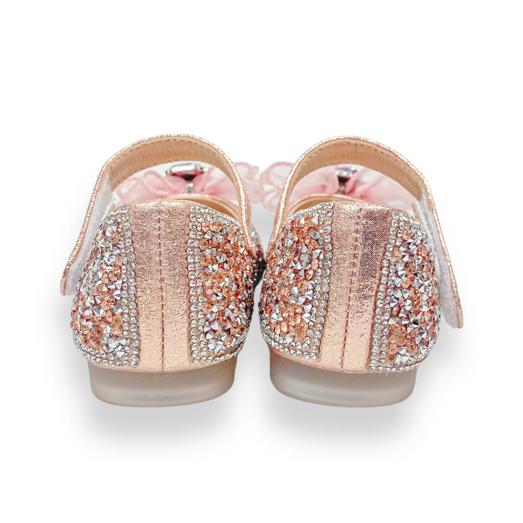 Glitter & Metal Stone Flat Shoes-Pink