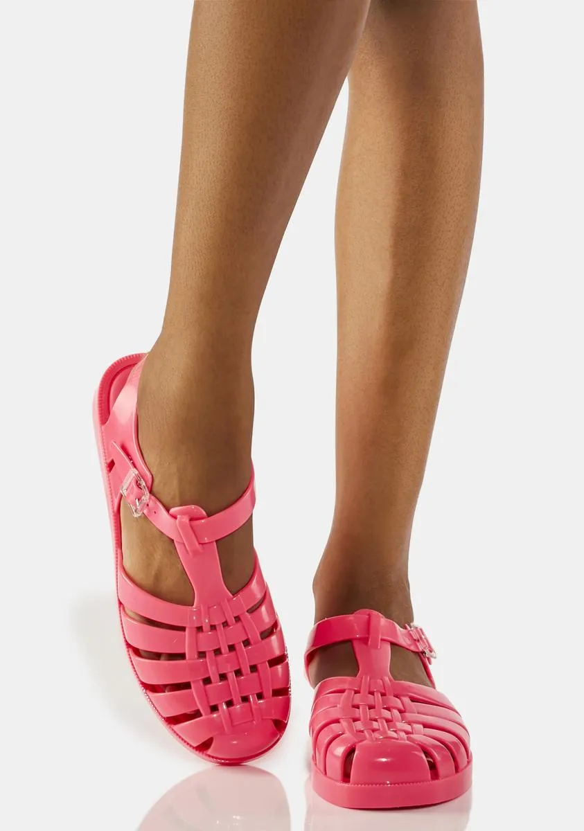 Hot Pink Possession Jelly Sandals