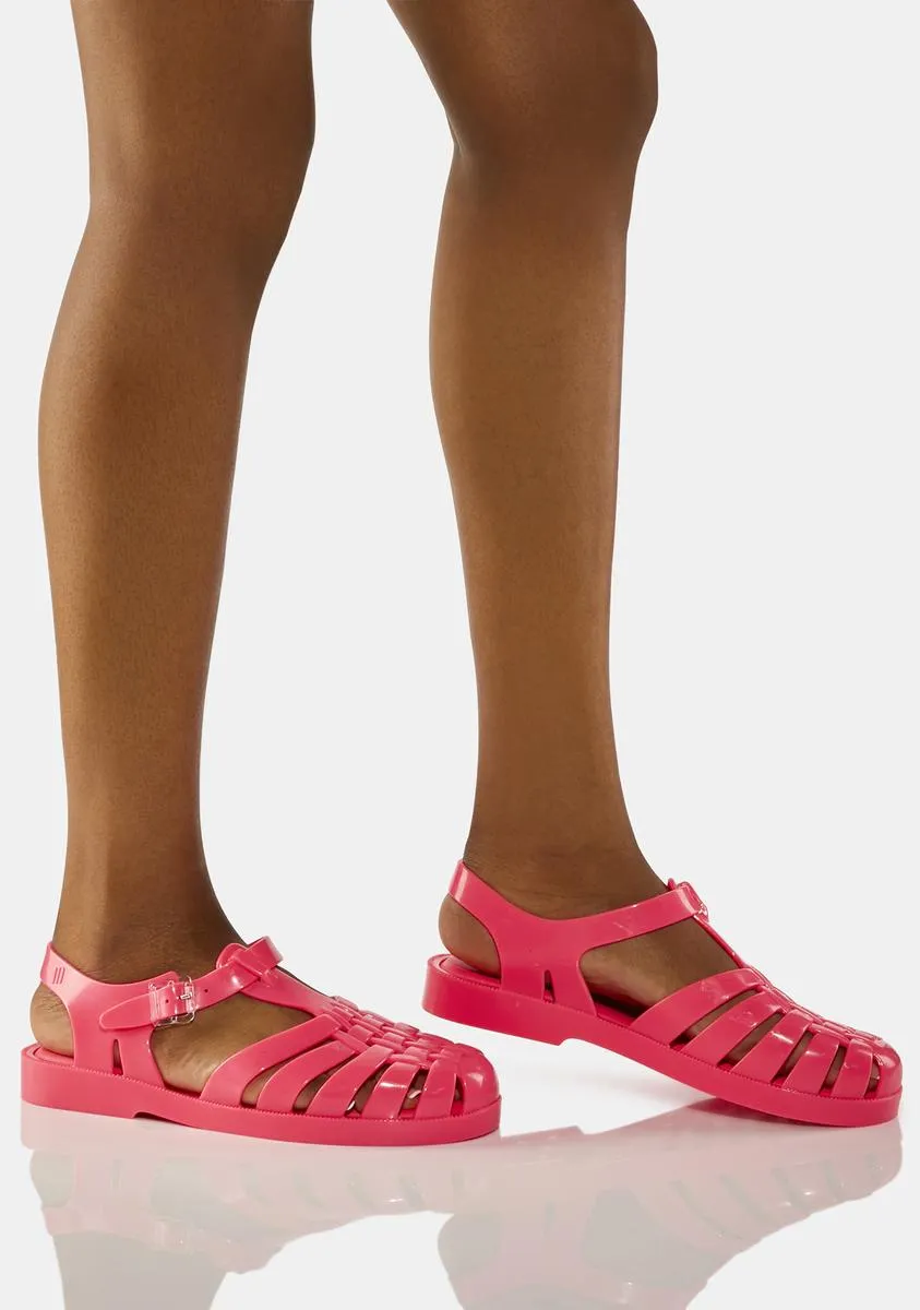 Hot Pink Possession Jelly Sandals