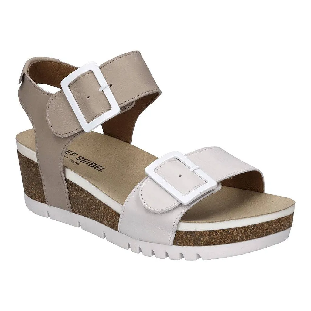 Josef Seibel Quinn 02 Ladies Off White Combi Leather Arch Support Touch Fastening Sandals