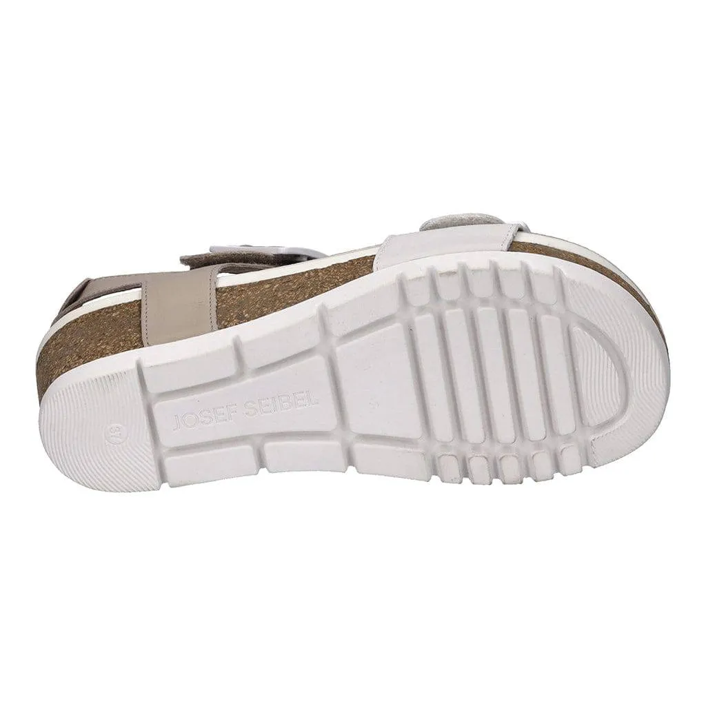 Josef Seibel Quinn 02 Ladies Off White Combi Leather Arch Support Touch Fastening Sandals