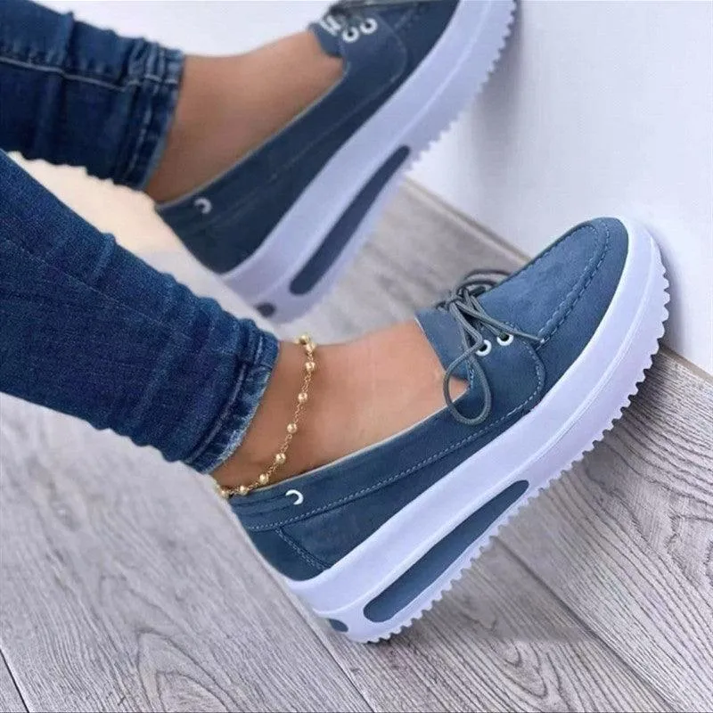 Lace-up Rivet Flats Sneakers for Women