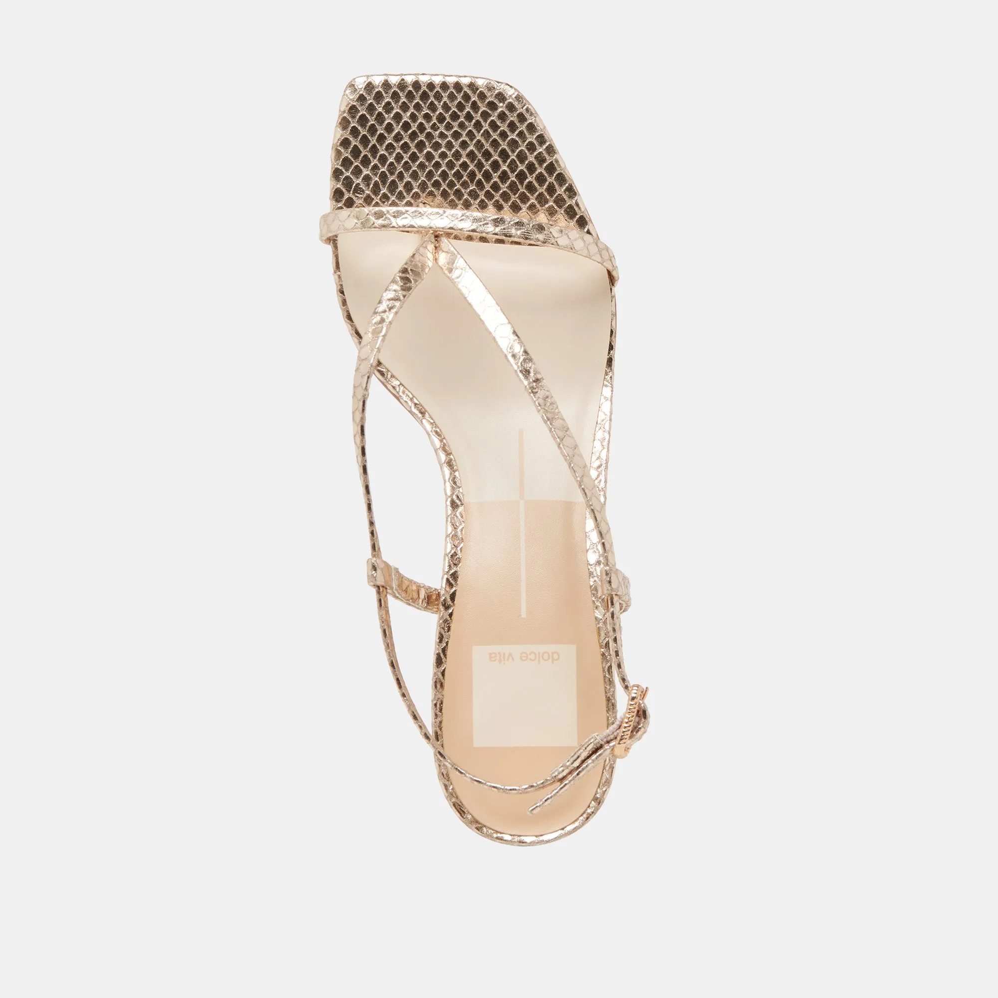 LAURY HEELS CHAMPAGNE EMBOSSED LEATHER