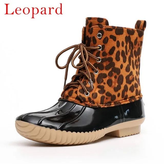 Leopard Duck Boots for Women