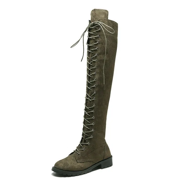 New Sexy Ladies Lace-up Over The Knee Boots Womens Plus Size Boots