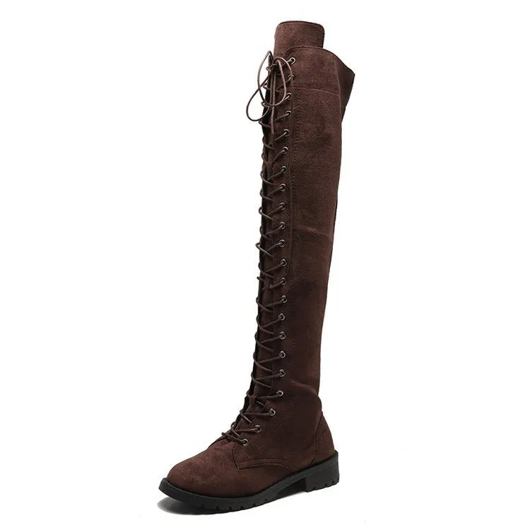 New Sexy Ladies Lace-up Over The Knee Boots Womens Plus Size Boots