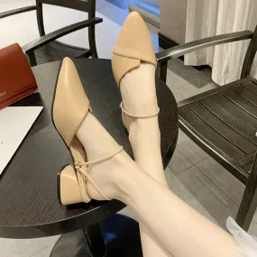 Nude Strappy Block Heels Chunky Heel Sandals for Women