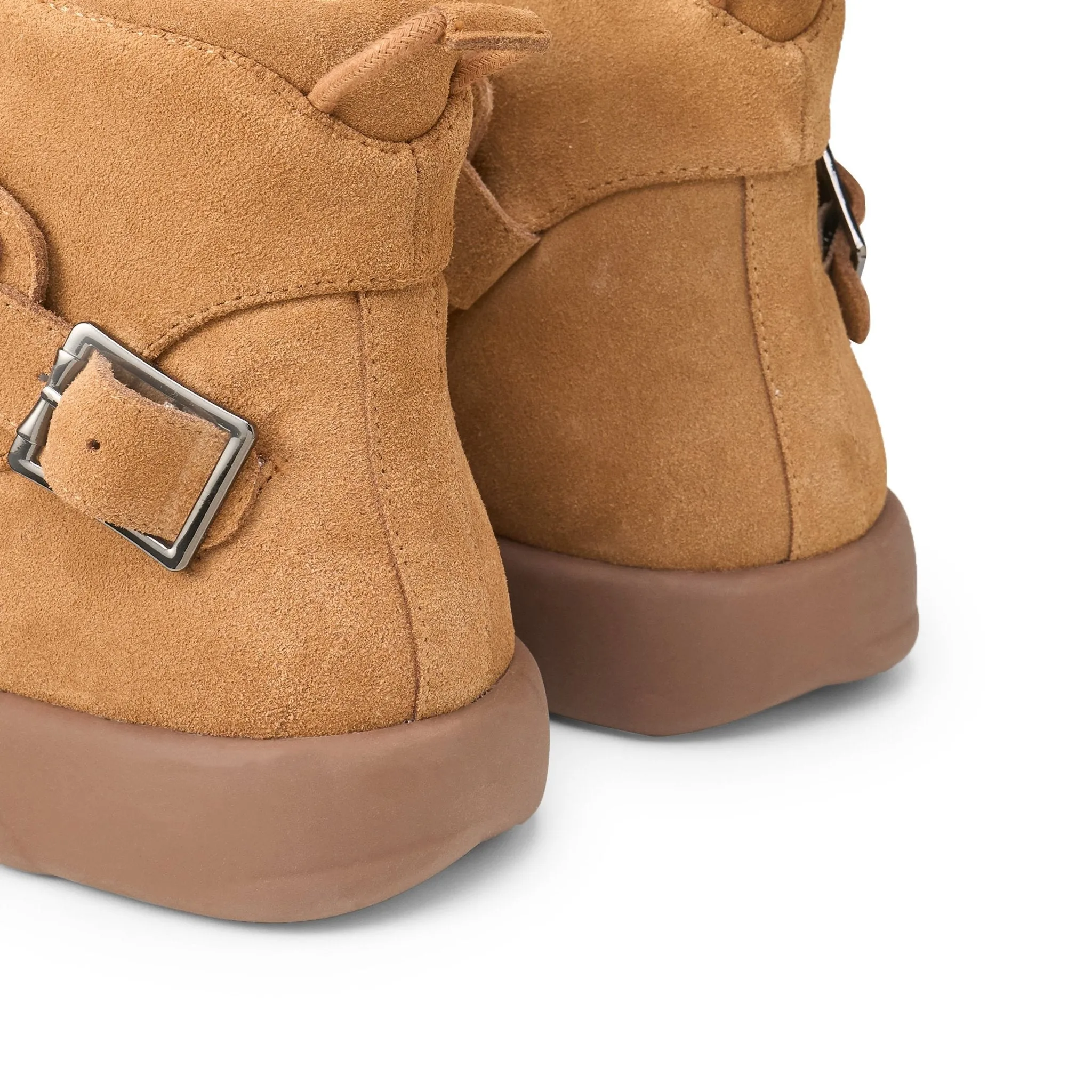 Open Smile Thick Soled Fleece Snow Boots In Brown