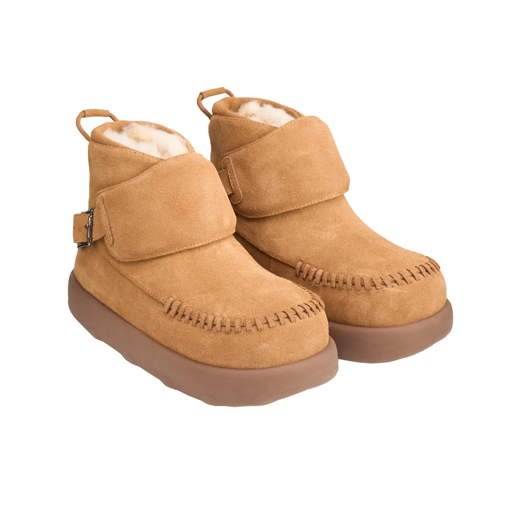 Open Smile Thick Soled Fleece Snow Boots In Brown