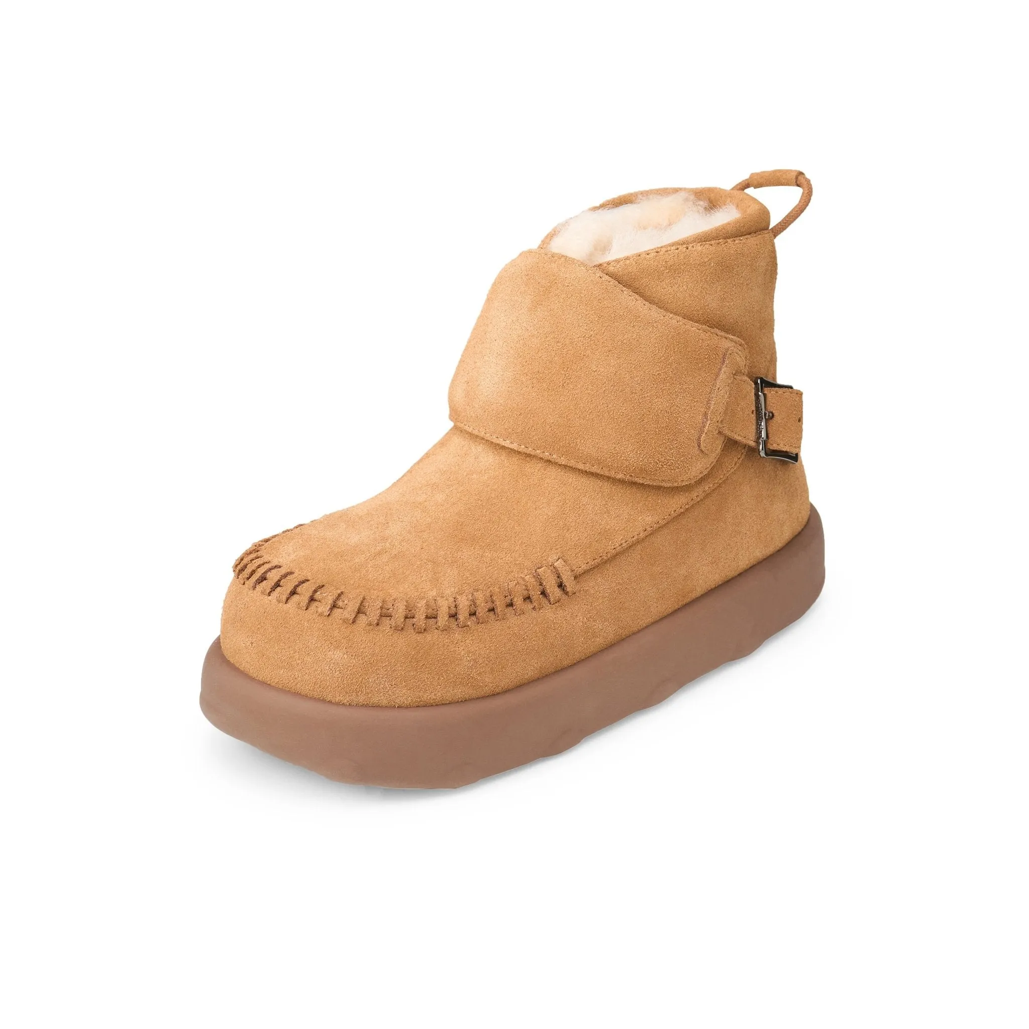 Open Smile Thick Soled Fleece Snow Boots In Brown