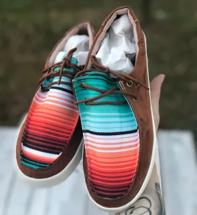 Serape Lace Up Suede Loafers