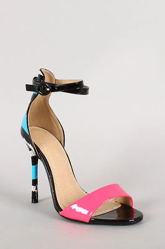 Snake Buckle Ankle Strap Open Toe Stiletto Heel