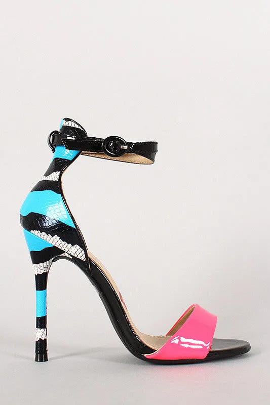 Snake Buckle Ankle Strap Open Toe Stiletto Heel