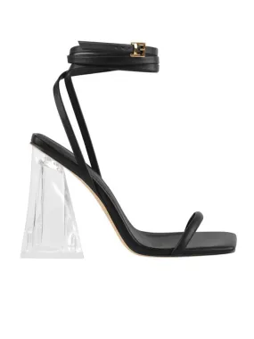 Square Toe Lace Up Leather Sandal