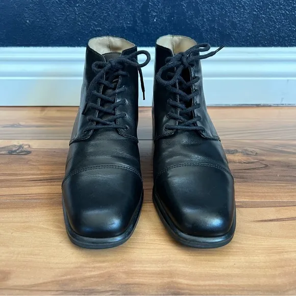 Sz7.5 Vintage Nine West Black Lace up Leather Boots