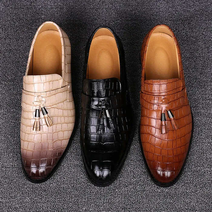 UNCs Crocodile Pattern Men's Casual Tassel Loafers