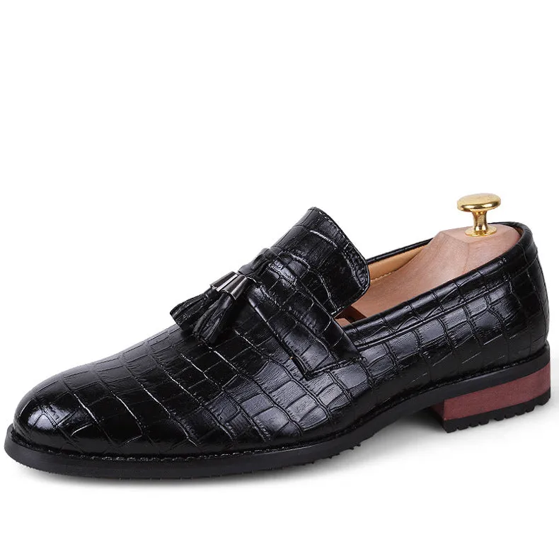 UNCs Crocodile Pattern Men's Casual Tassel Loafers