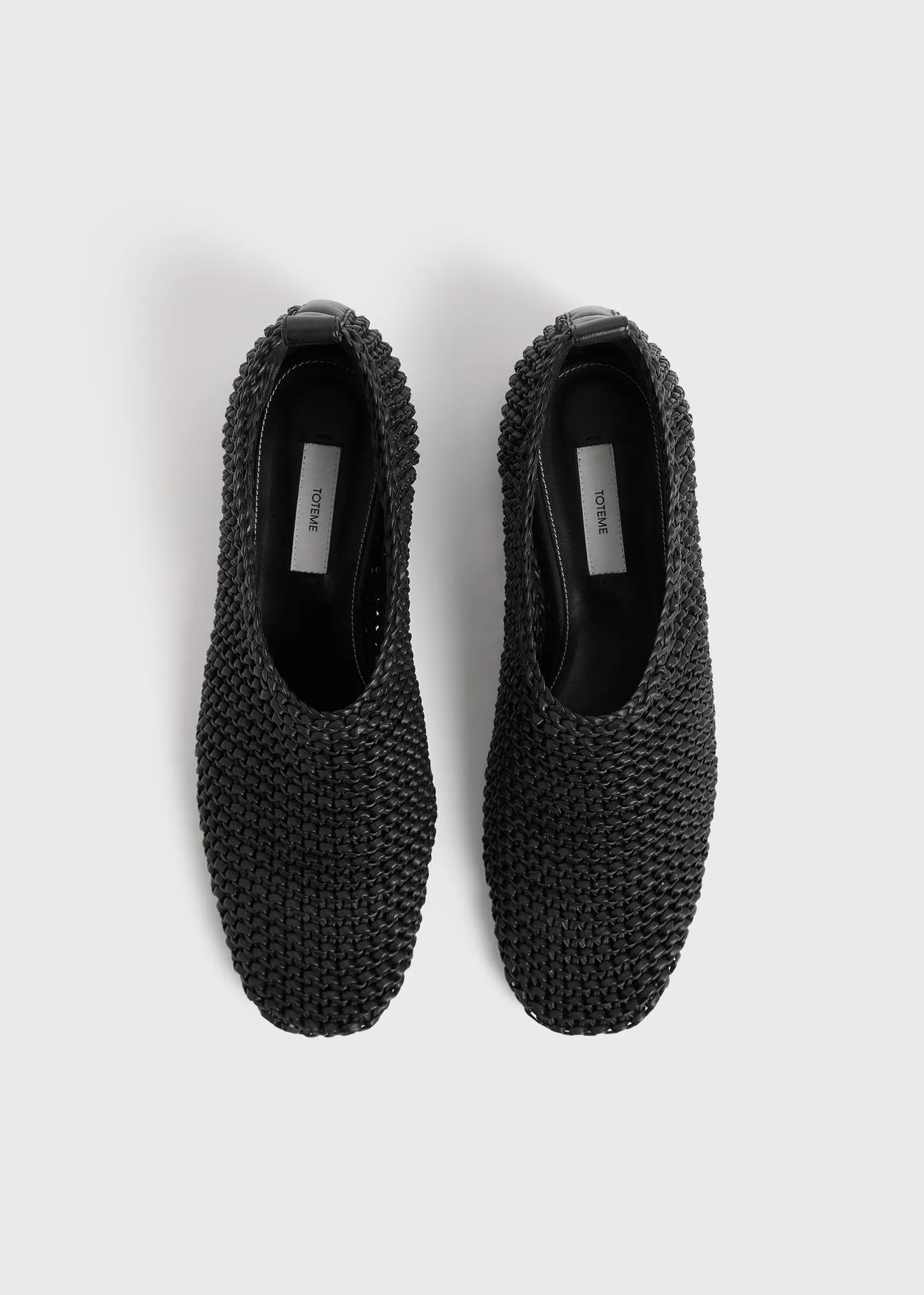 Woven leather ballerinas black