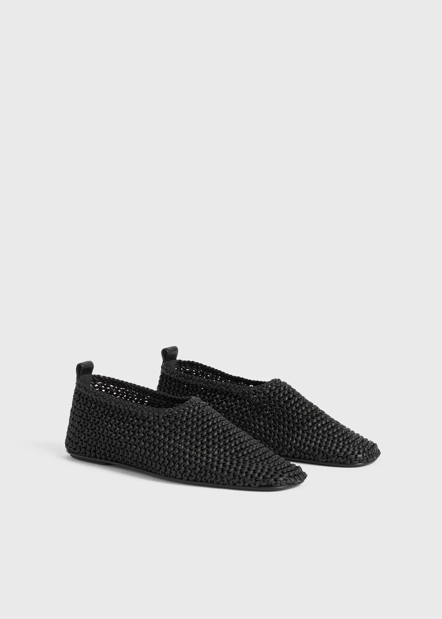 Woven leather ballerinas black